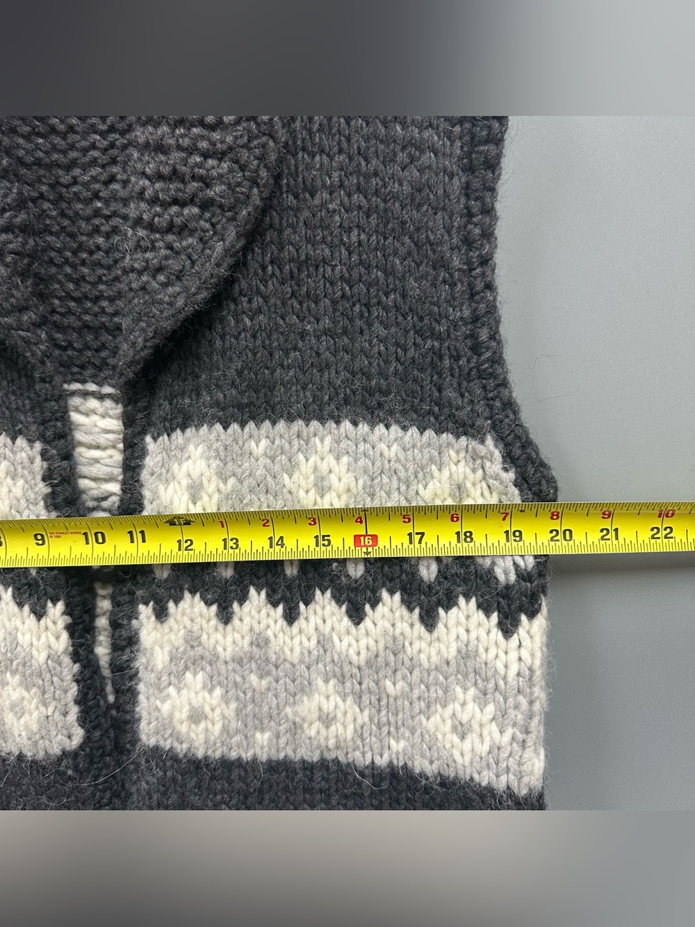 Madewell Open Front Sweater Vest Wool Blend Fair Isle Gray Black Alpaca Size L - Picture 5 of 14